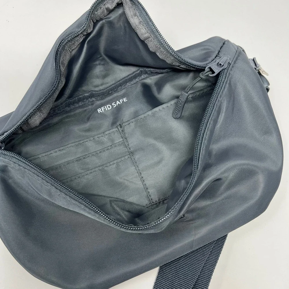 The Foldie WAIST FANNY PACK Crossbody Belt Bag GRAY Nylon Travel RFID